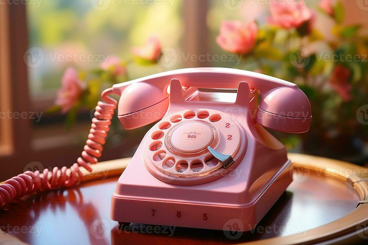 oud telefoon Aan tafel pastel kleur wijnoogst stijl ai gegenereerd foto