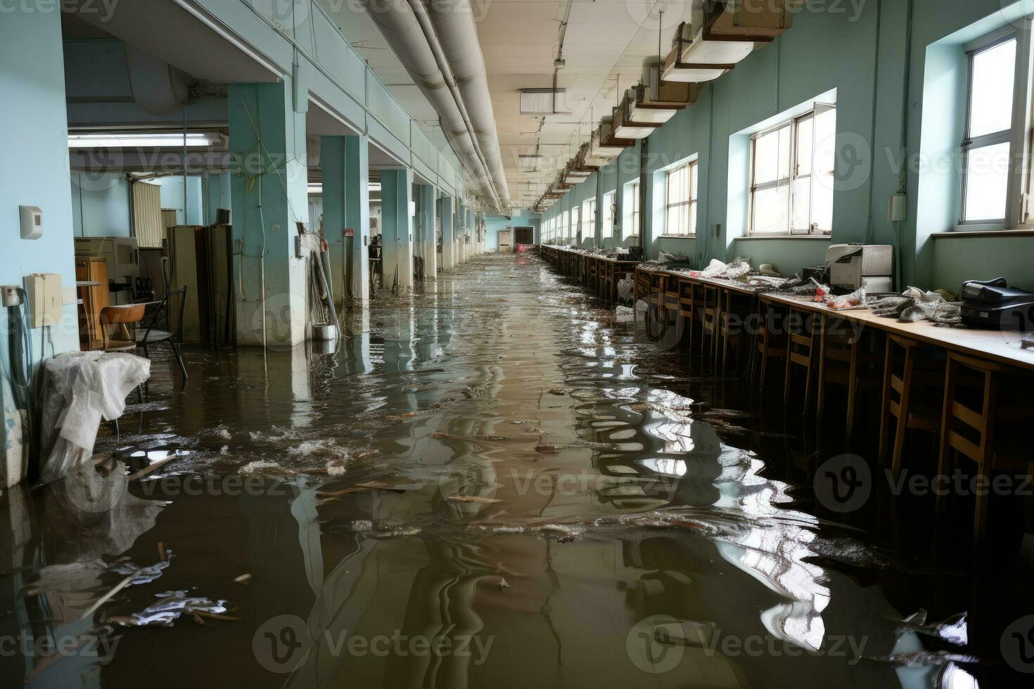 situatie overstromingen in school- beginnend scenario's professioneel reclame fotografie ai gegenereerd foto