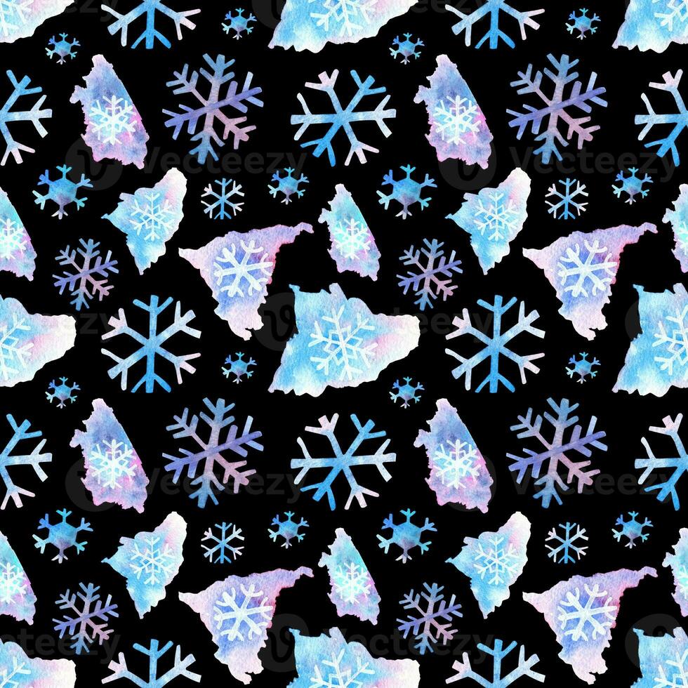 naadloos patroon met sneeuwvlokken en ijs Kristallen foto