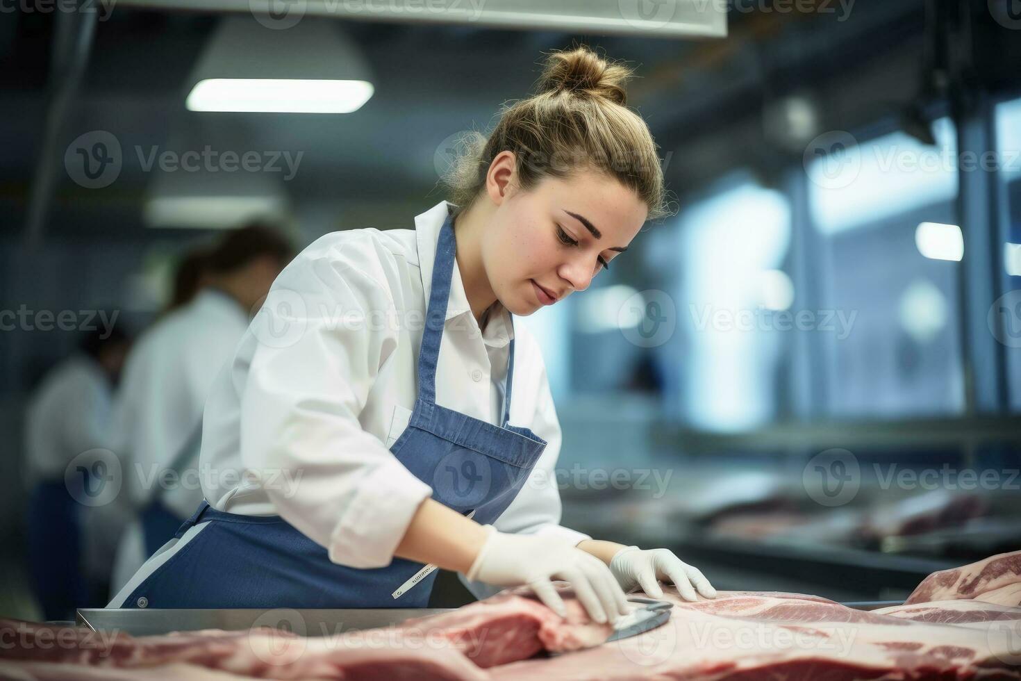 een vrouw slager Bij werk.ai generatief foto