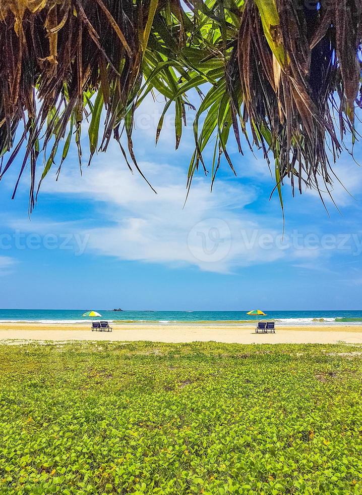 mooi zonnig landschapspanorama van het strand van Bentota op Sri Lanka. foto