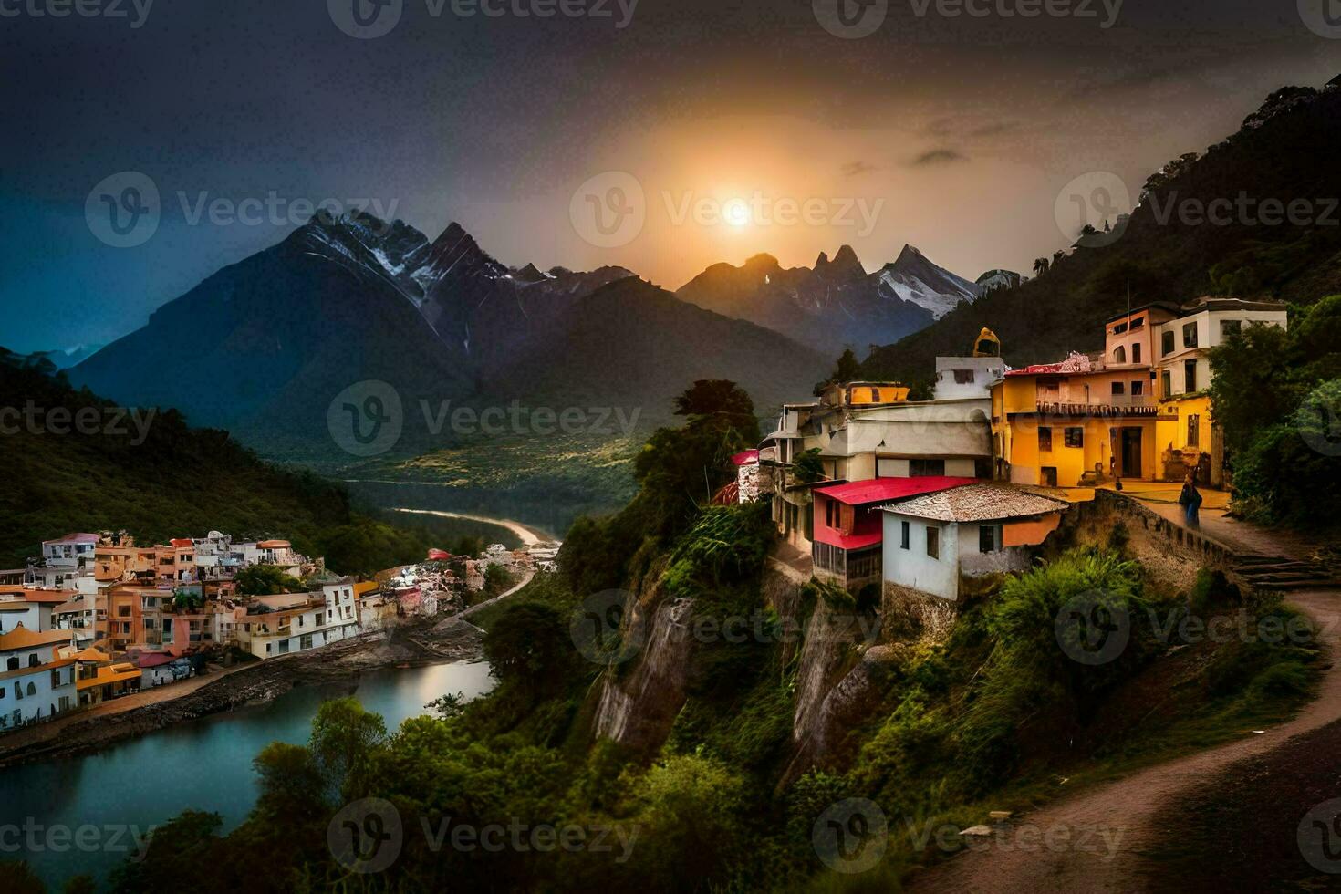 de dorp van persoon, Italië. ai-gegenereerd foto