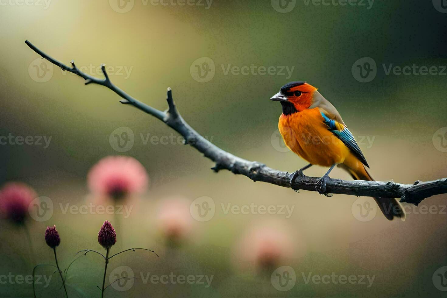 foto behang de lucht, bloemen, vogel, vogel, vogel, vogel, vogel, vogel,. ai-gegenereerd