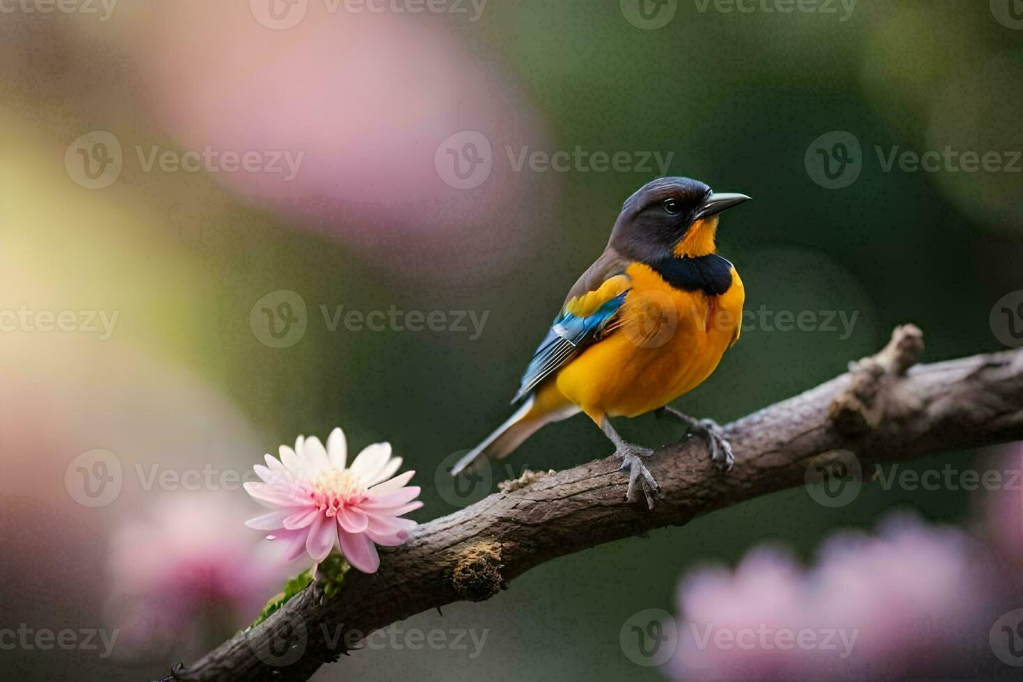 foto behang vogel, de bloem, de boom, de vogel, de vogel, de vogel,. ai-gegenereerd