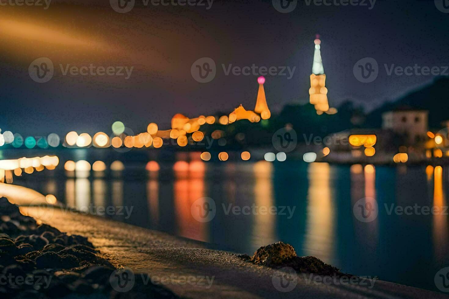 foto behang de stad, nacht, lichten, de stad, de stad, de stad, de. ai-gegenereerd