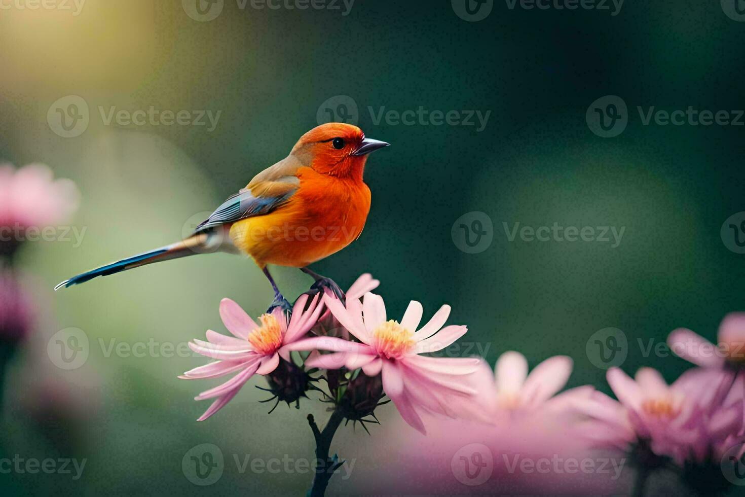foto behang de lucht, bloemen, vogel, vogel, vogel, vogel, vogel, vogel,. ai-gegenereerd