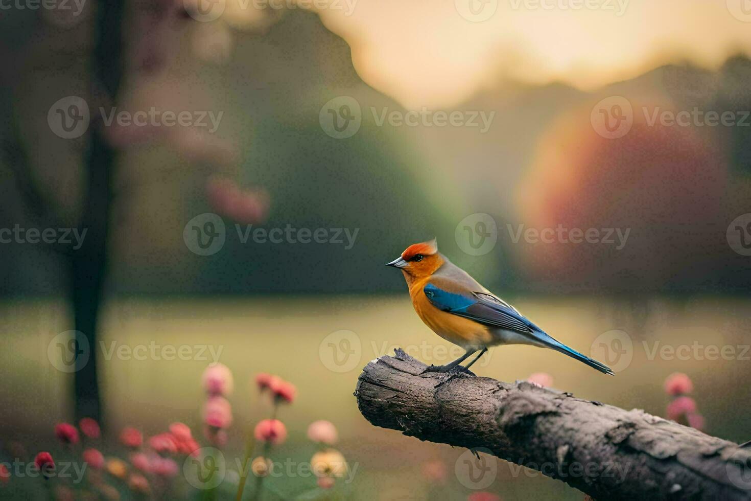 foto behang vogel, de lucht, de zon, de bloemen, de vogel, de vogel,. ai-gegenereerd