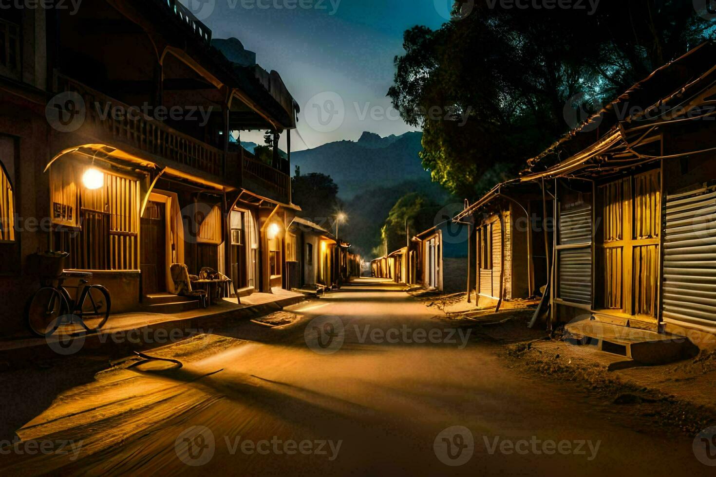 een straat in de dorp van kodagu, kodagu, Indië. ai-gegenereerd foto