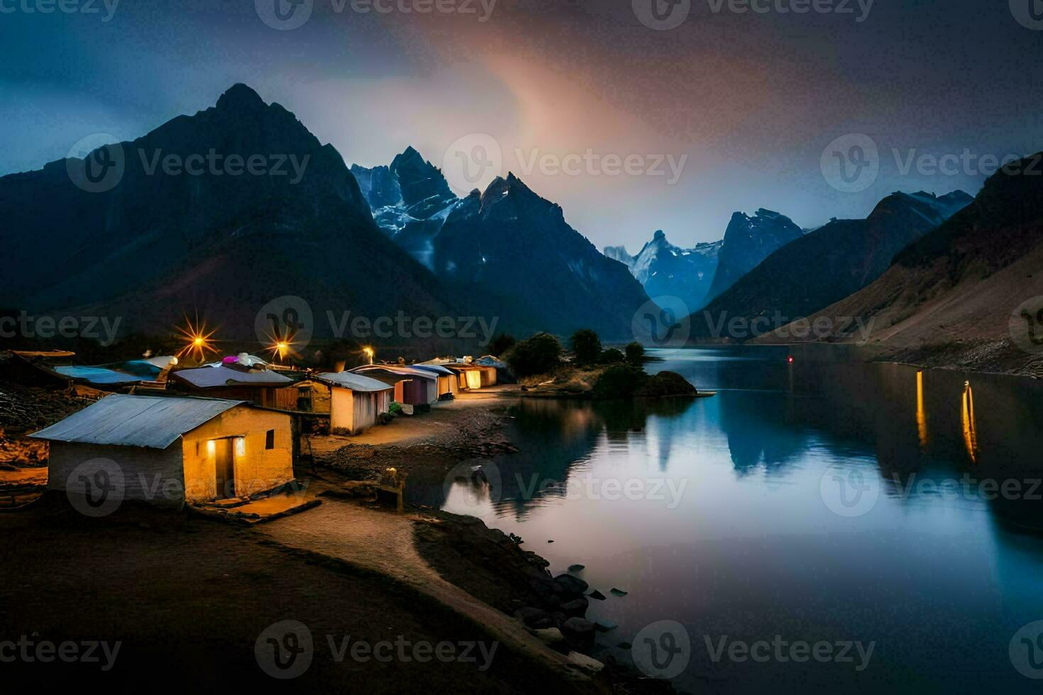 de dorp van karimabad, in de karakoram bergen, Pakistan. ai-gegenereerd foto