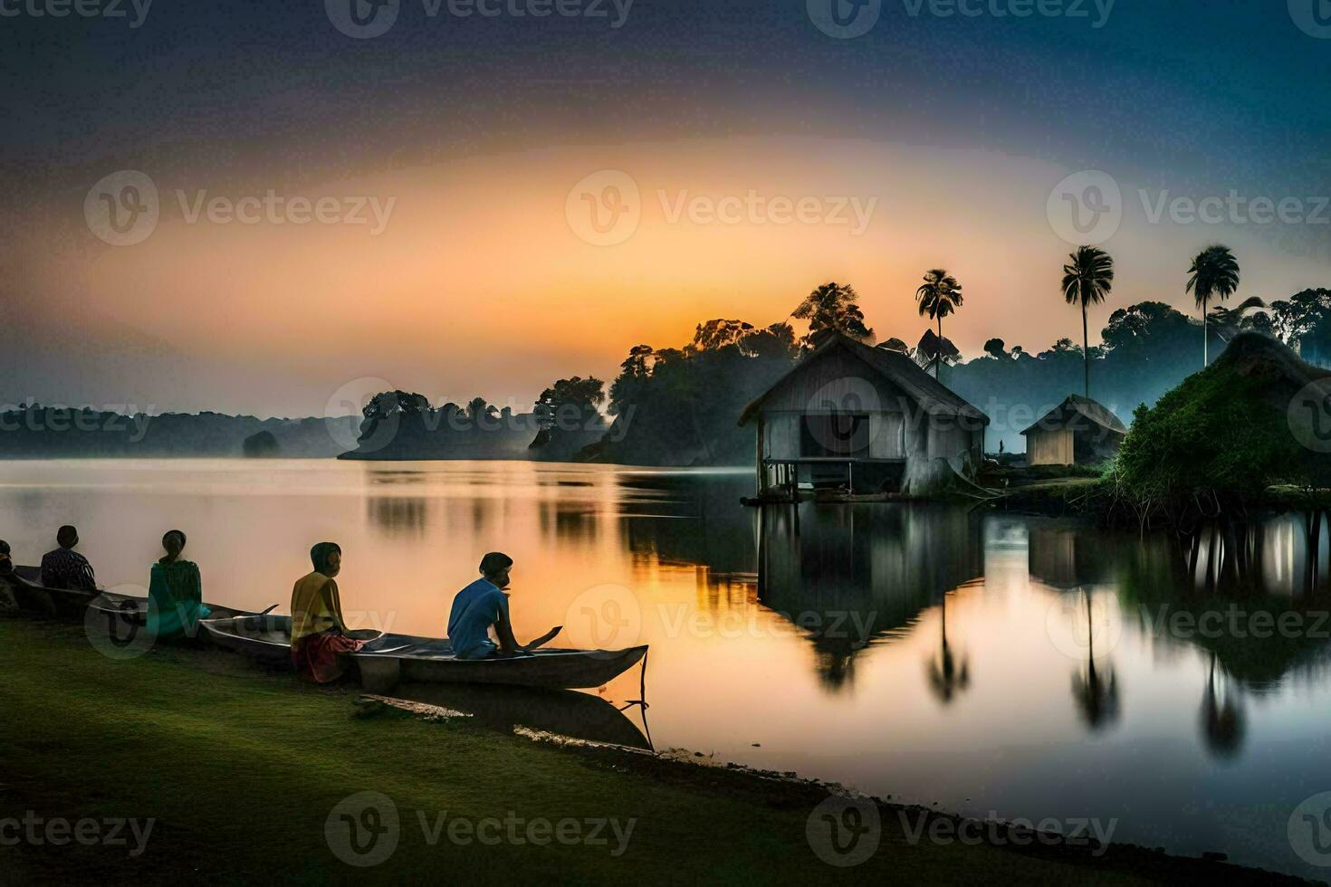 de zonsopkomst in Kerala, Indië. ai-gegenereerd foto