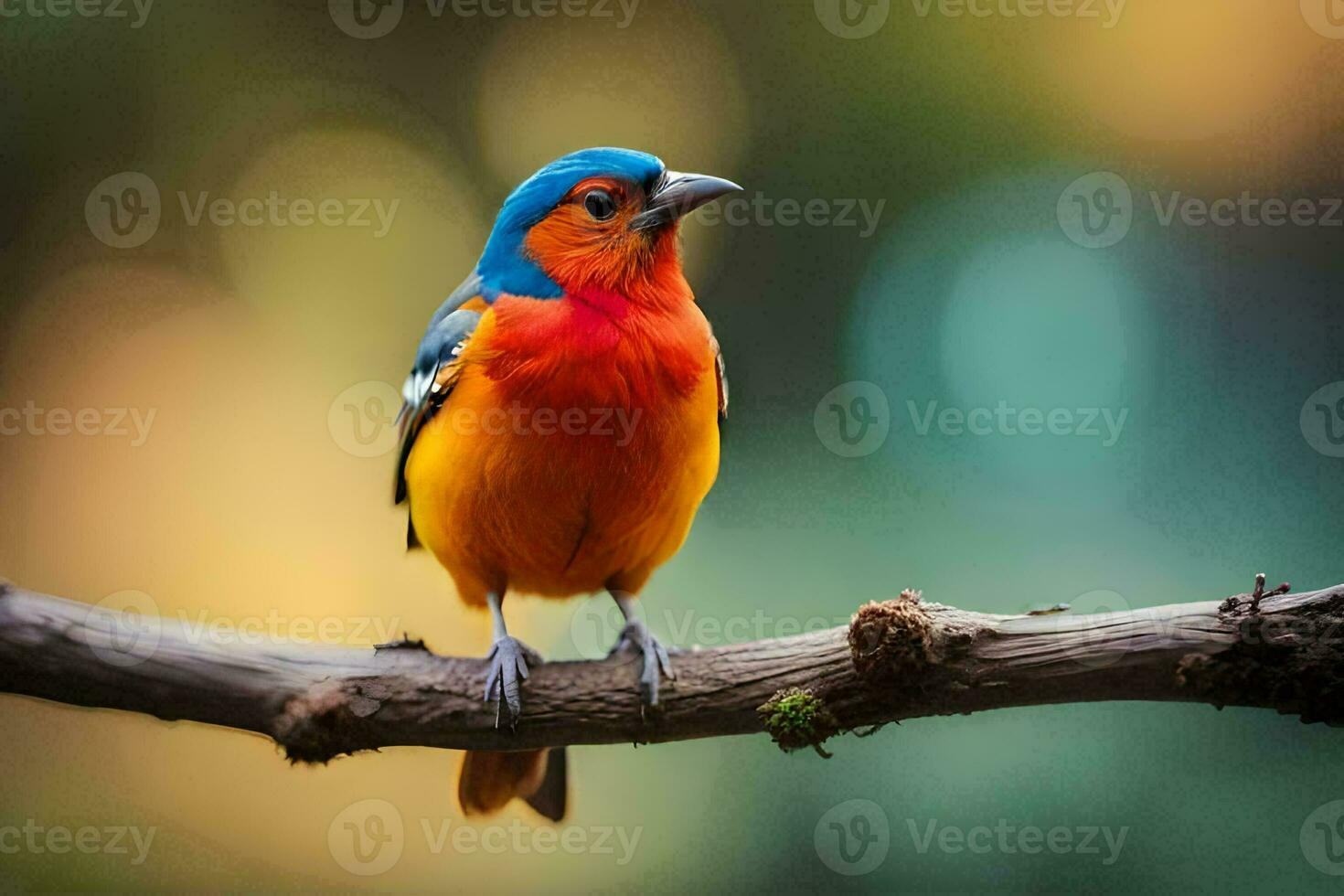 een kleurrijk vogel zit Aan een Afdeling. ai-gegenereerd foto