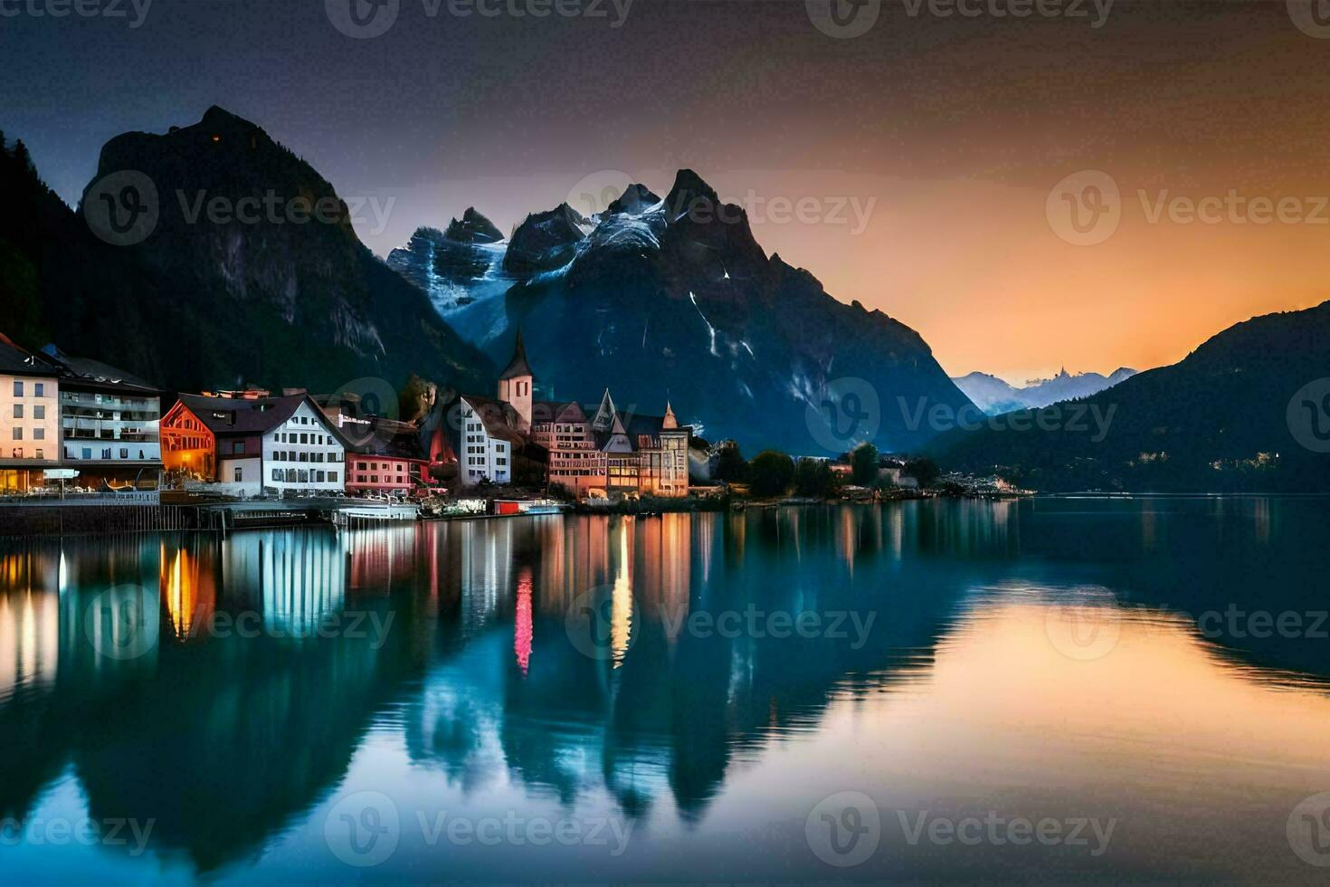 de stad- van hallstatt, Oostenrijk. ai-gegenereerd foto