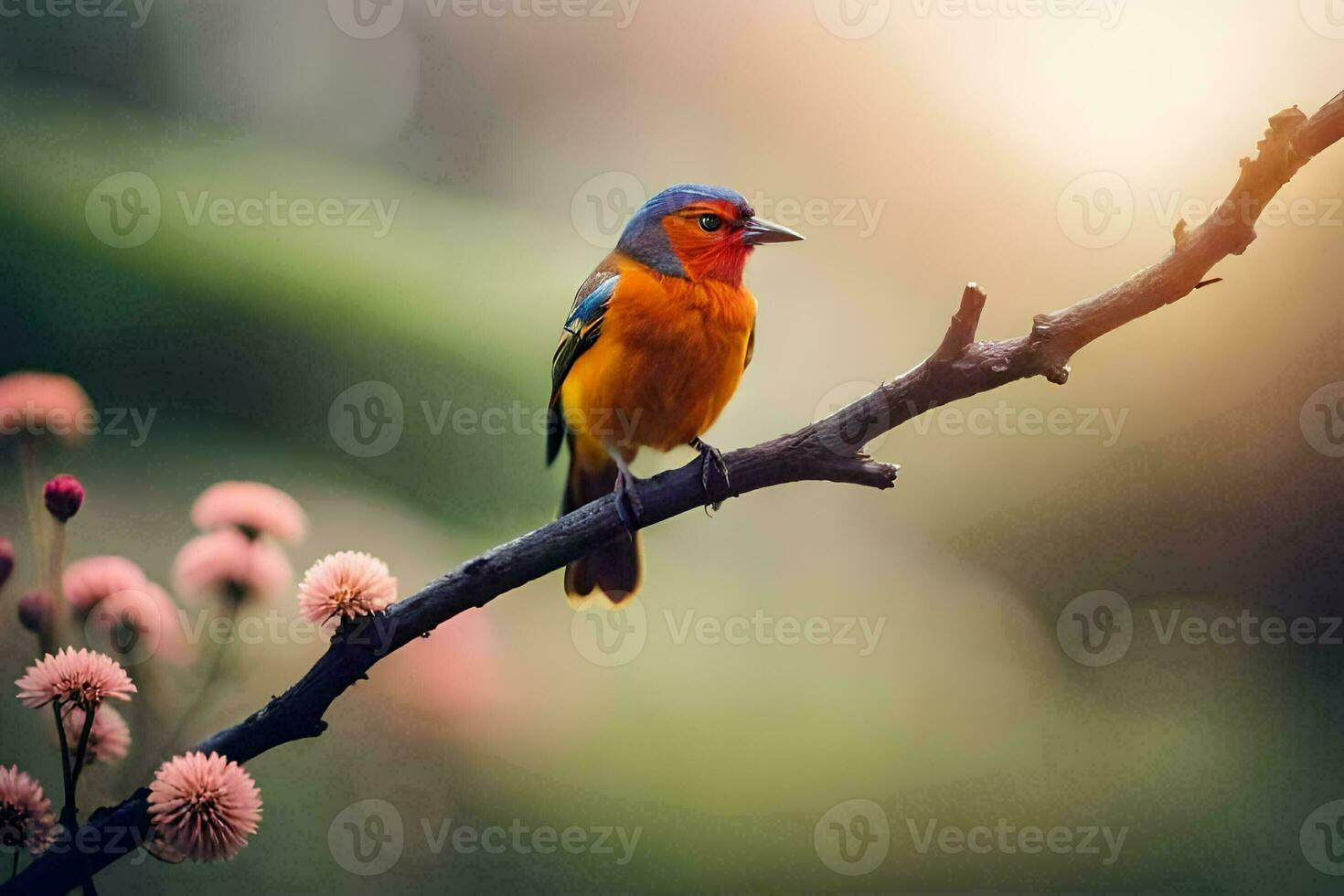 foto behang de zon, vogel, natuur, bloemen, de zon, vogel, natuur, bloemen. ai-gegenereerd