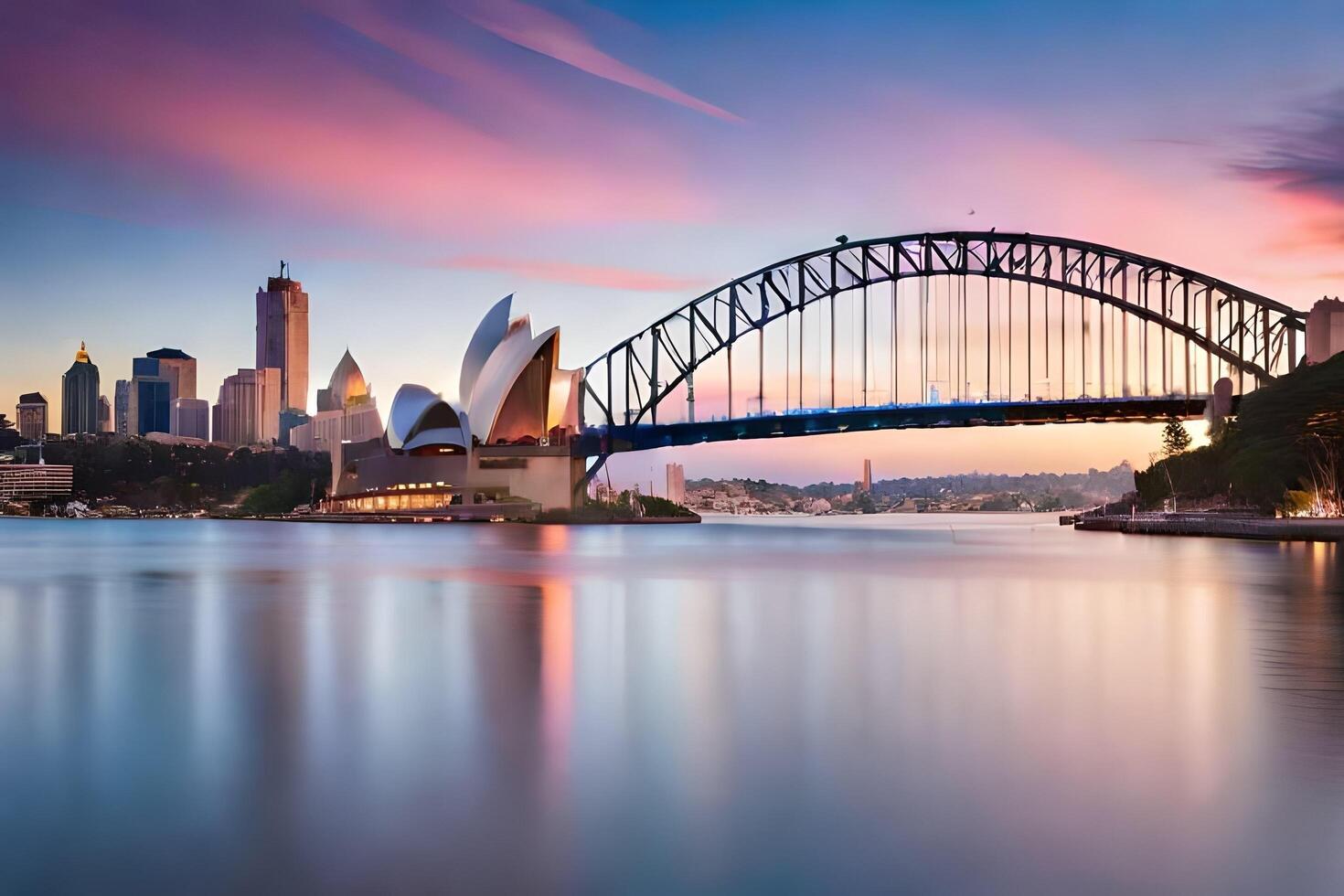 de Sydney horizon Bij zonsondergang. ai-gegenereerd foto