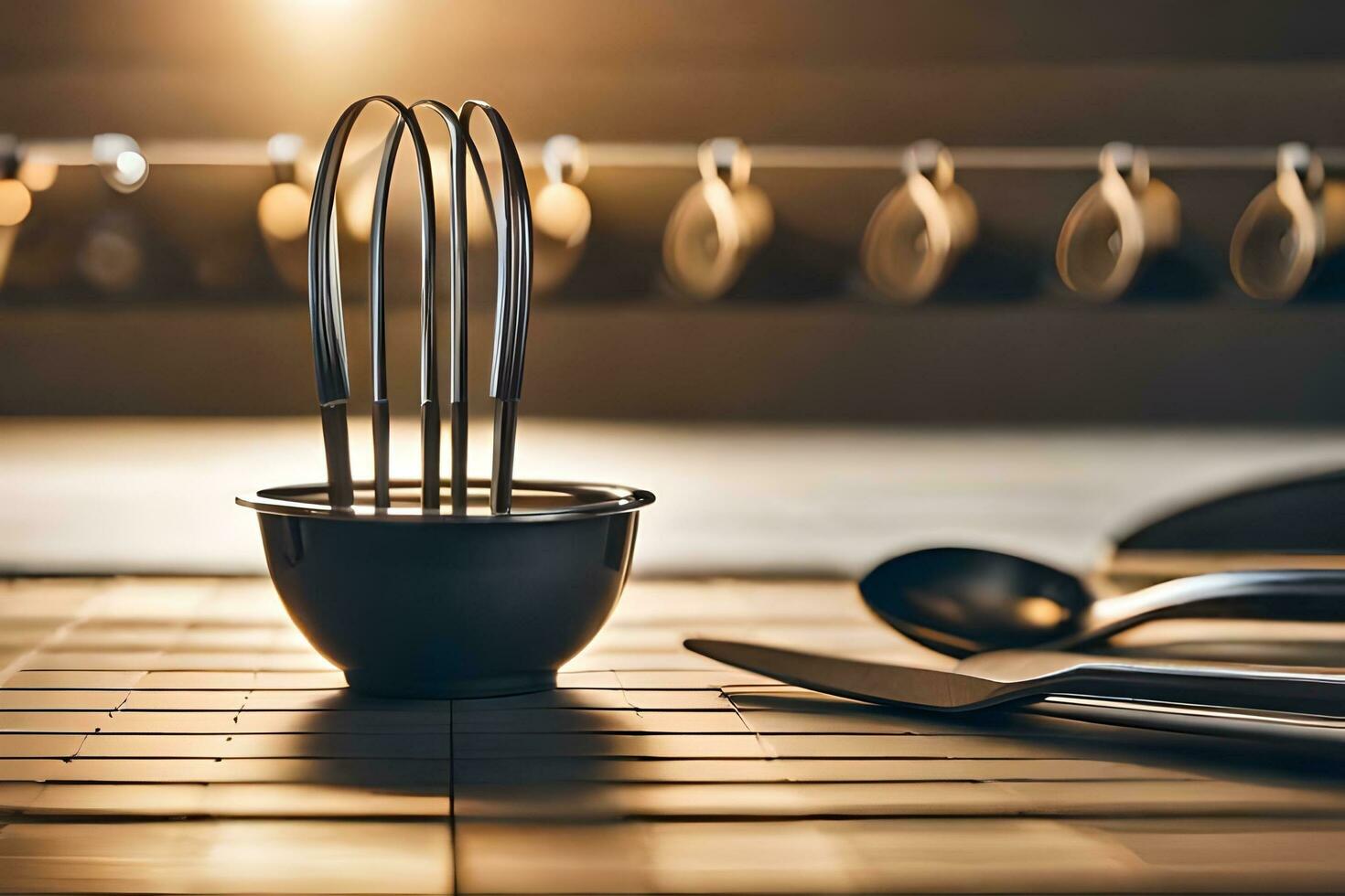 een reeks van gereedschap Aan een tafel met een licht schijnend Aan hen. ai-gegenereerd foto