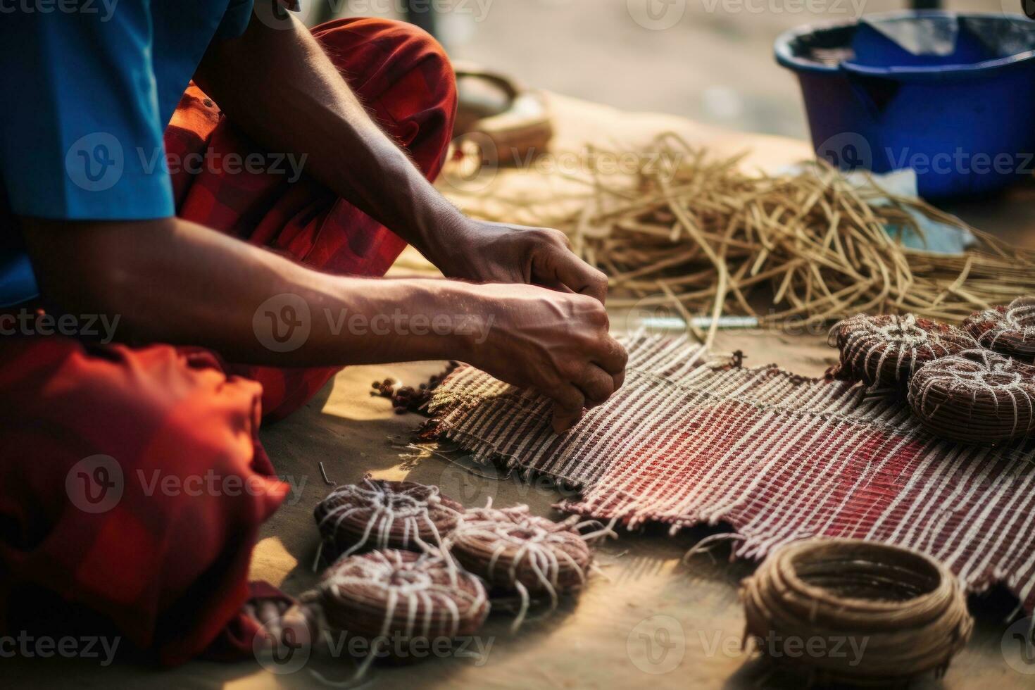 detailopname van handwerk artikelen. zuiden aziatisch. generatief ai foto