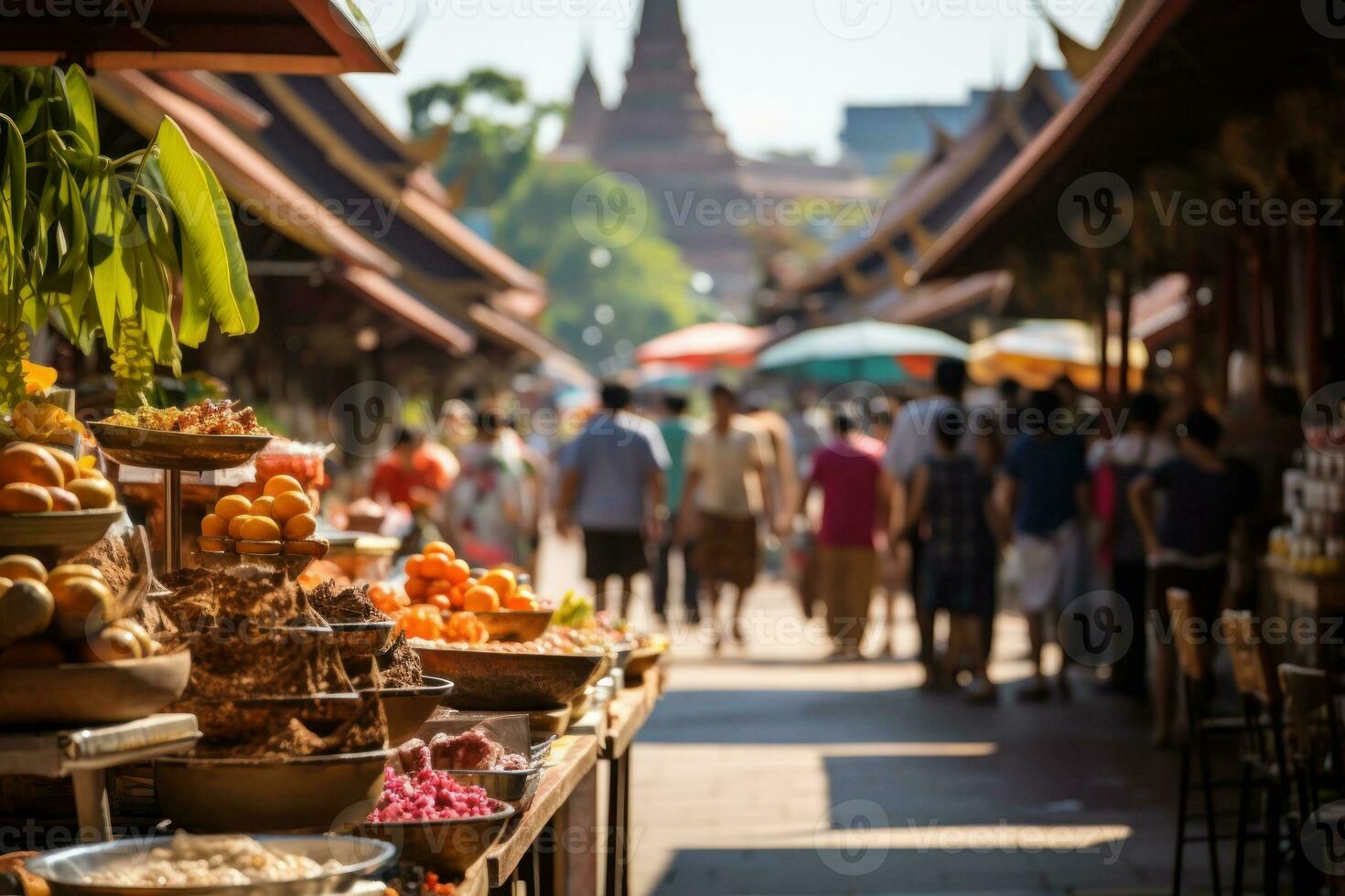 reizen concept voor gemeenschap Product markten in Azië. generatief ai foto