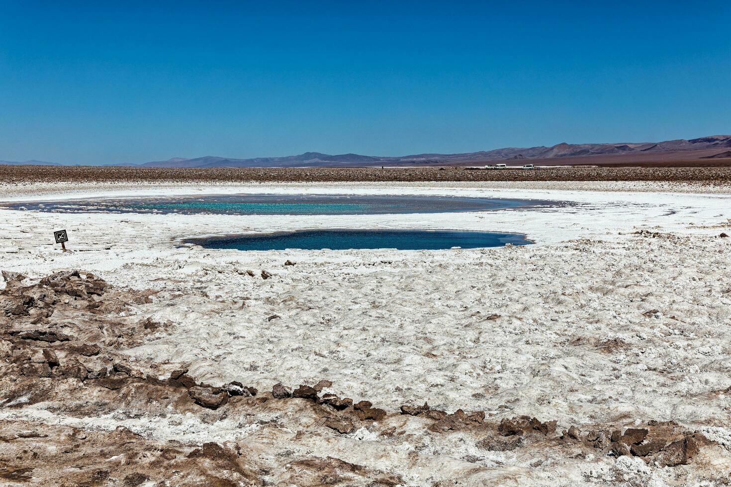 landschap van de verborgen baltinapijn lagunes - atacama woestijn - Chili. foto