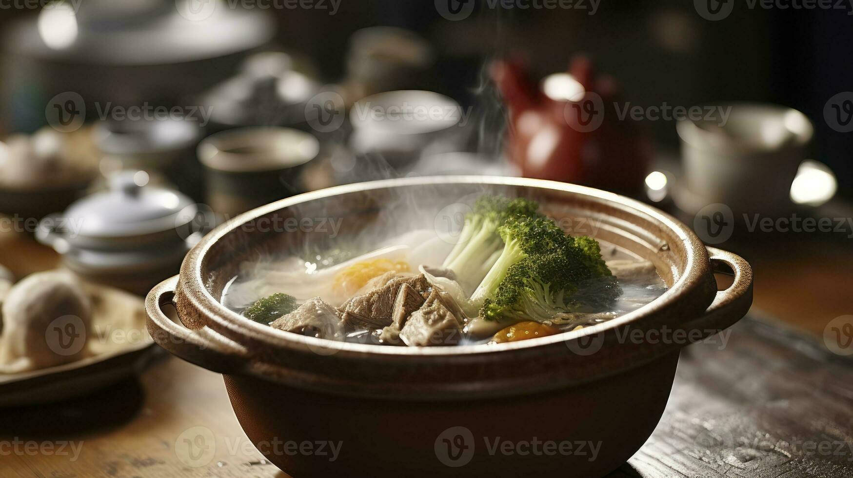 culinaire kunstenaarstalent. de traditioneel Japans Koken pot. generatief ai foto