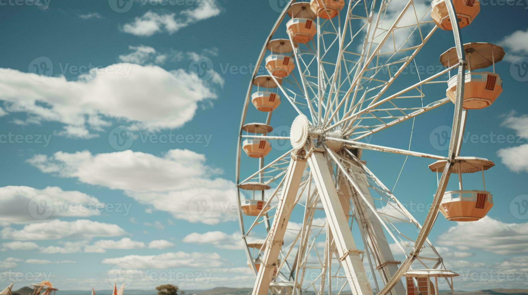 de iconisch ferris wiel - een ferris wiel en een lucht met sommige wolken. generatief ai foto