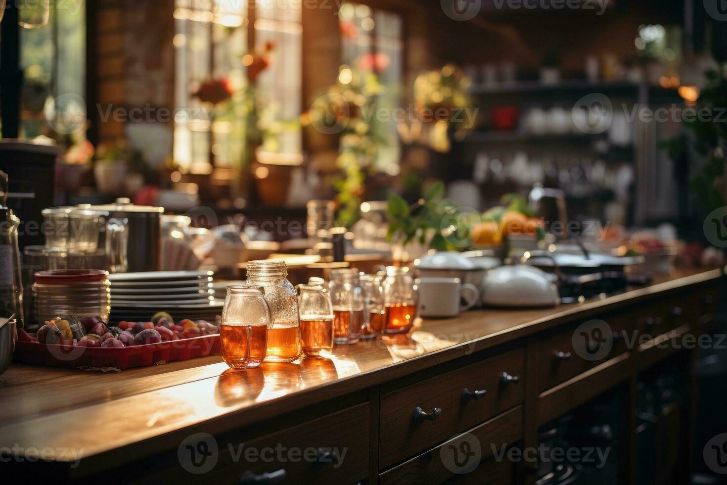 vredig situatie van de middag in de keuken ai gegenereerd foto