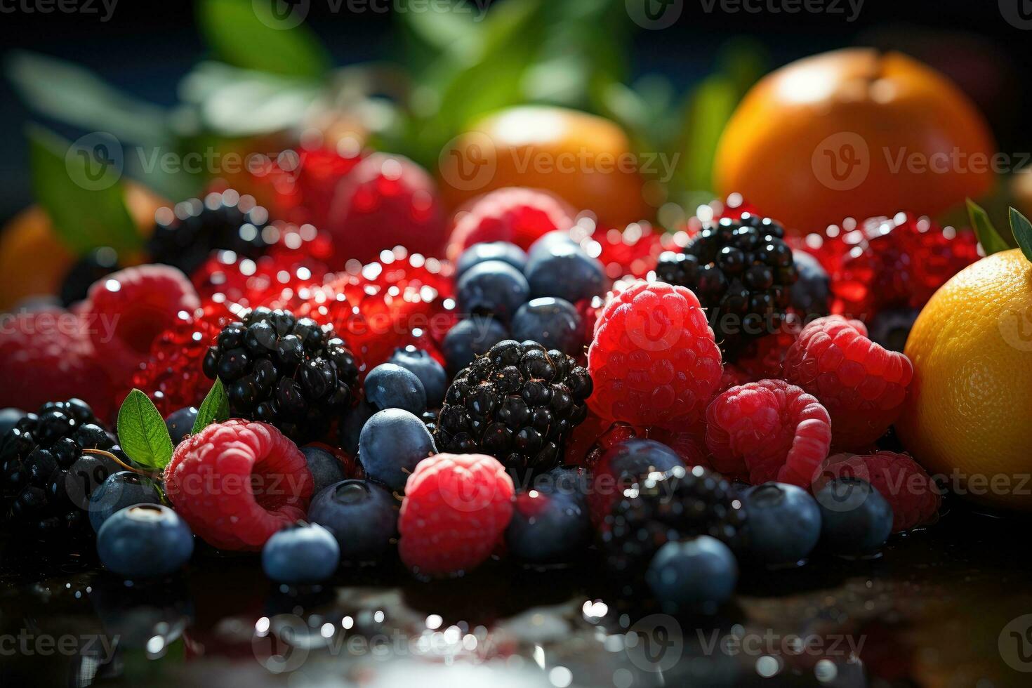 mengen fruit klaar naar dienen in de keuken tafel ai gegenereerd foto