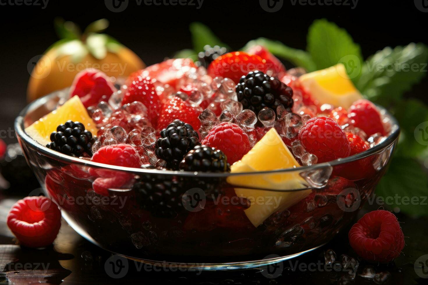 mengen fruit klaar naar dienen in de keuken tafel ai gegenereerd foto