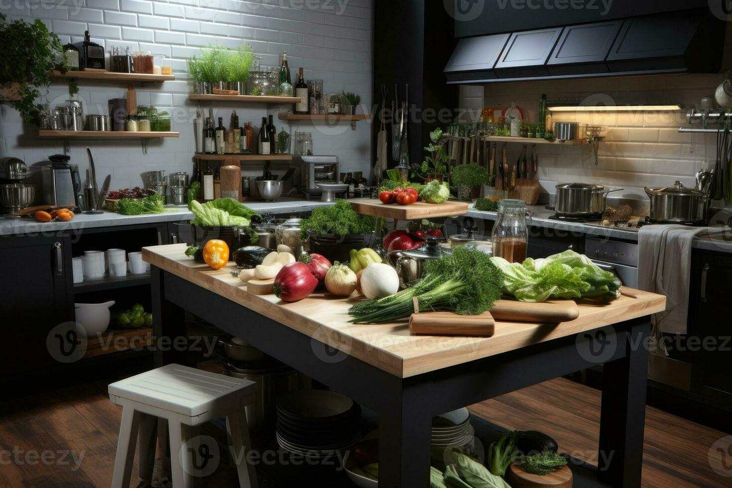 keuken net zo foto studio kamer met gereedschap en uitrusting ai gegenereerd