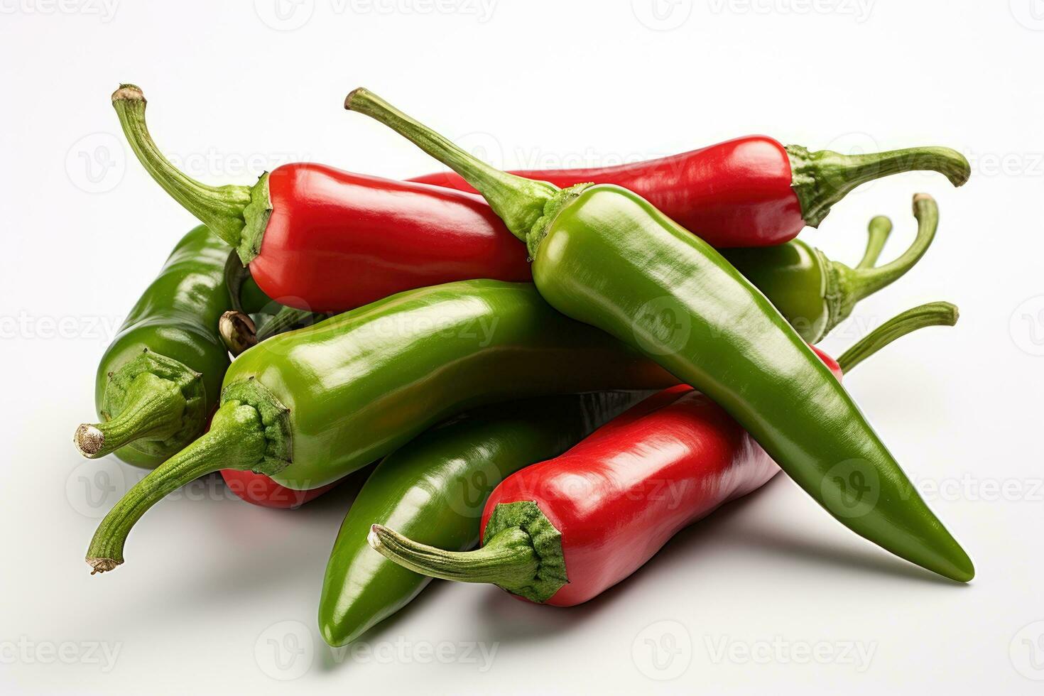 foto's van rood peper groen chili in binnen- foto studio ai gegenereerd