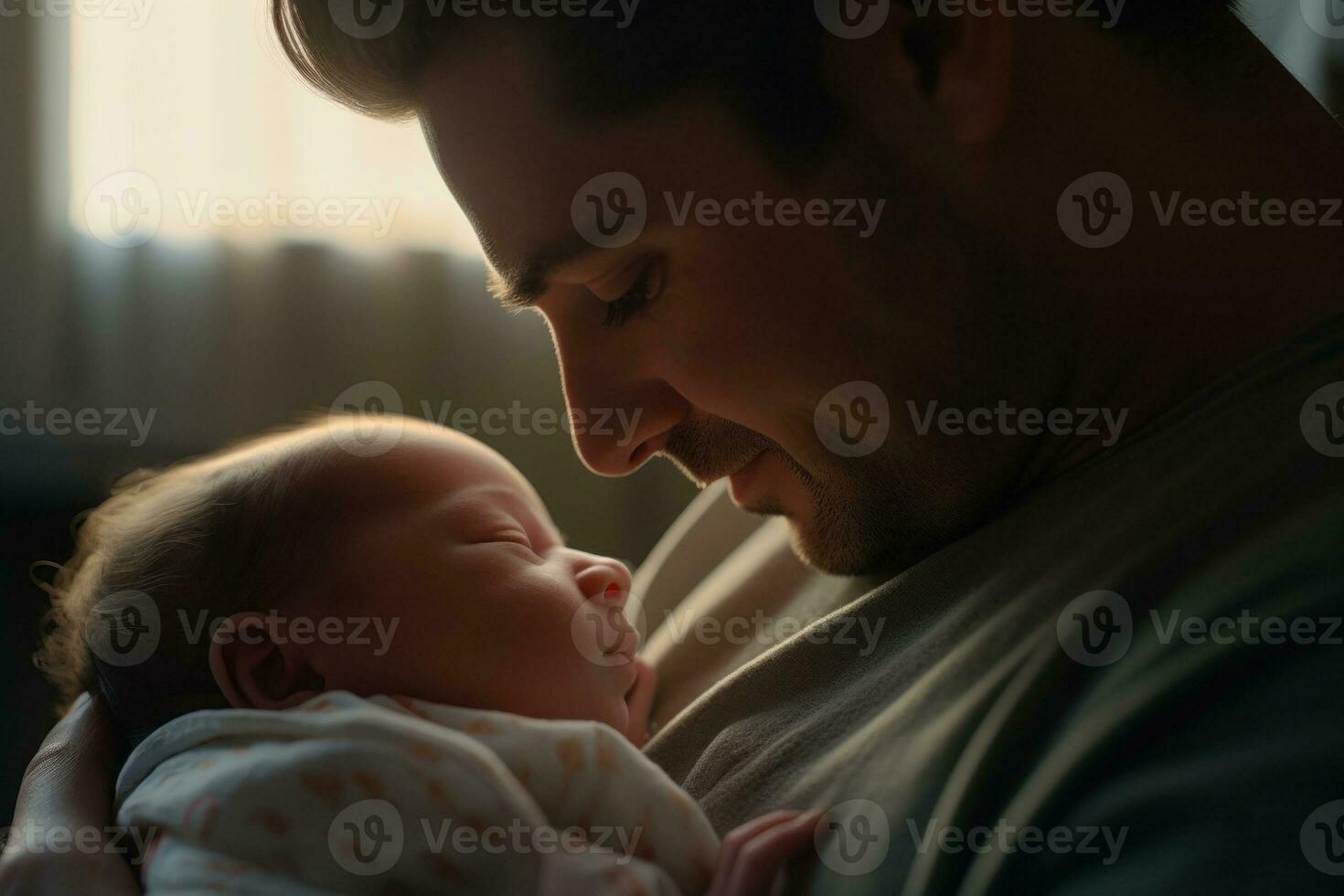 moeder of vader met pasgeboren baby in ziekenhuis. generatief ai. foto