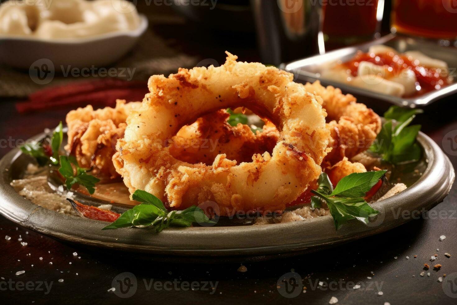 gebakken calamares meel is klaar naar worden geserveerd ai gegenereerd foto