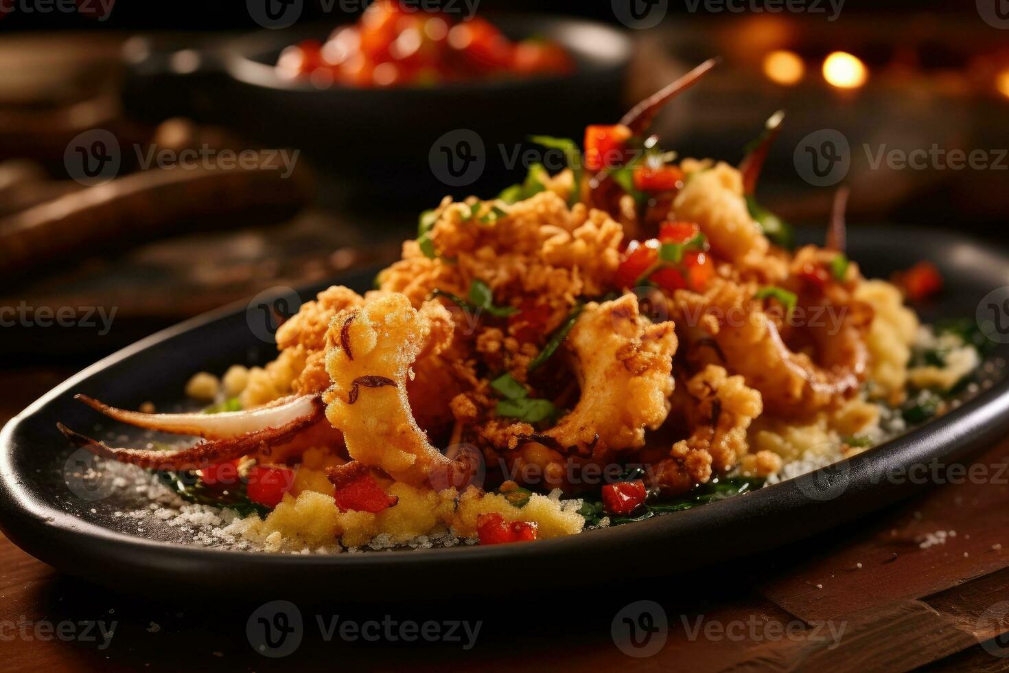 gebakken calamares meel is klaar naar worden geserveerd ai gegenereerd foto