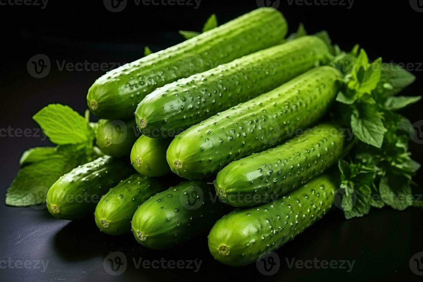 foto's van komkommer in binnen- foto studio ai gegenereerd