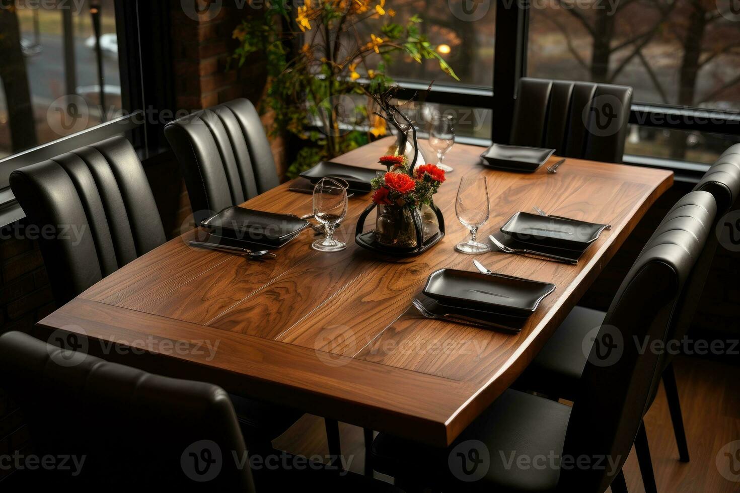 top visie foto's van tafel reeks in dining kamer ai gegenereerd foto