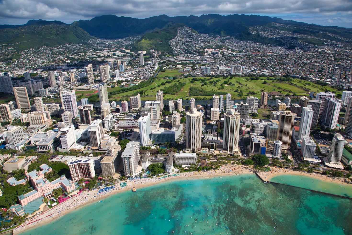 luchtfoto van waikiki beach honolulu hawaii foto