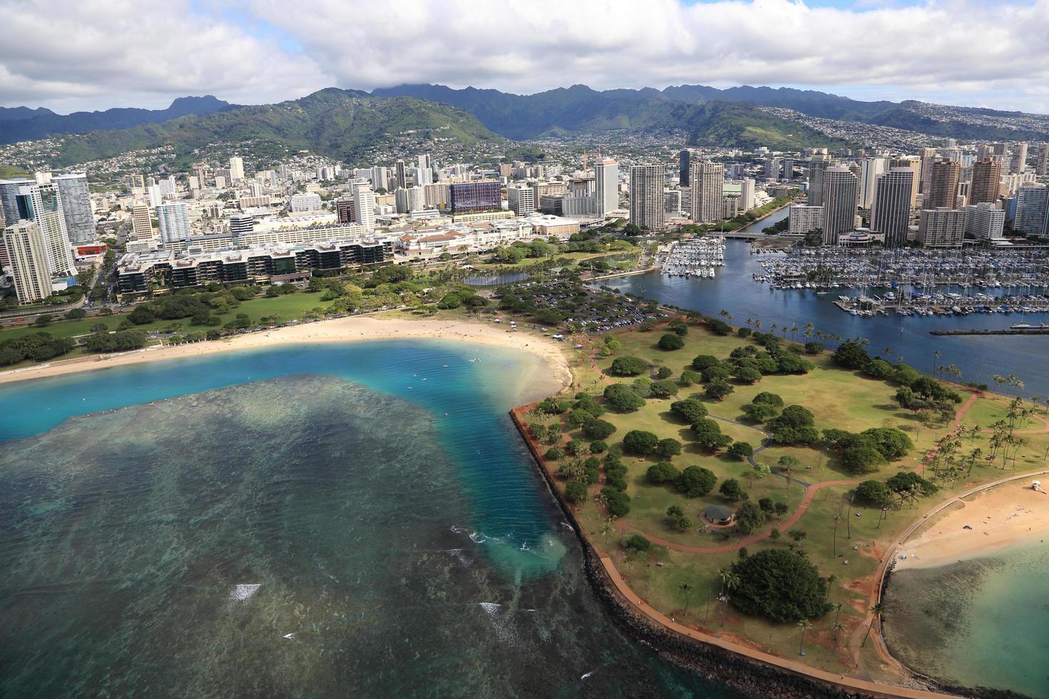 luchtfoto van waikiki beach honolulu hawaii foto