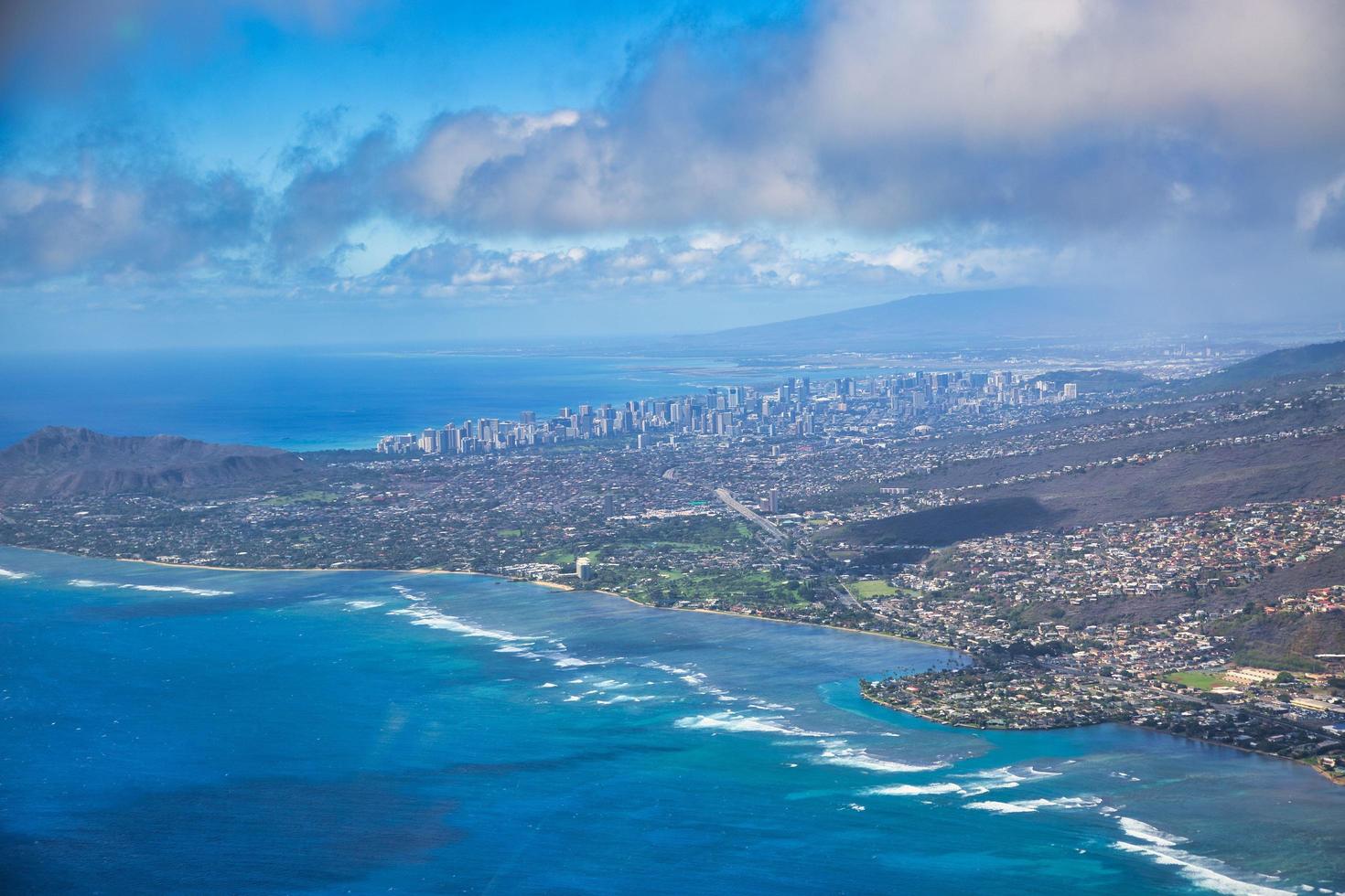 luchtfoto van waikiki beach honolulu hawaii foto