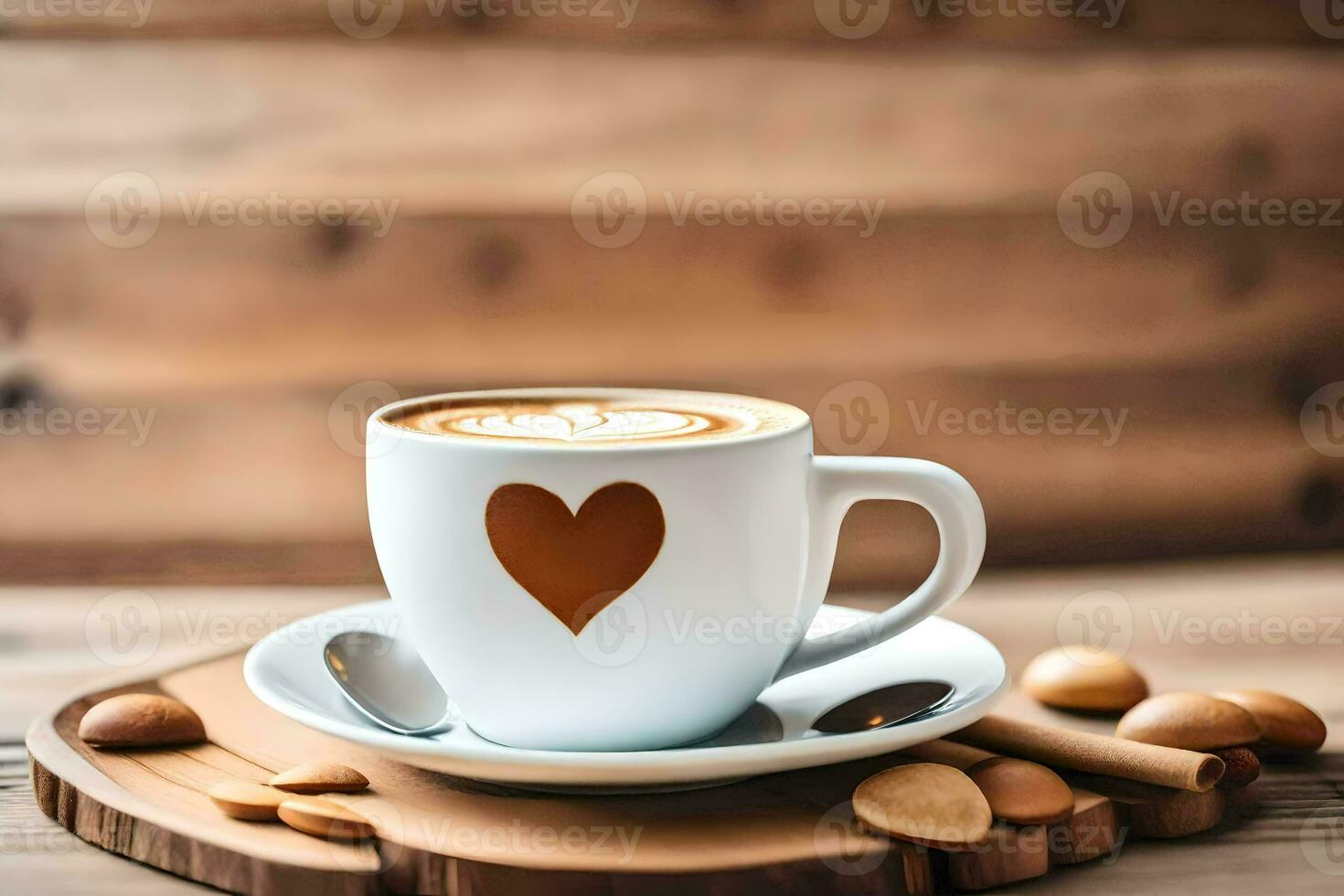 koffie met hart Aan de schotel. ai-gegenereerd foto