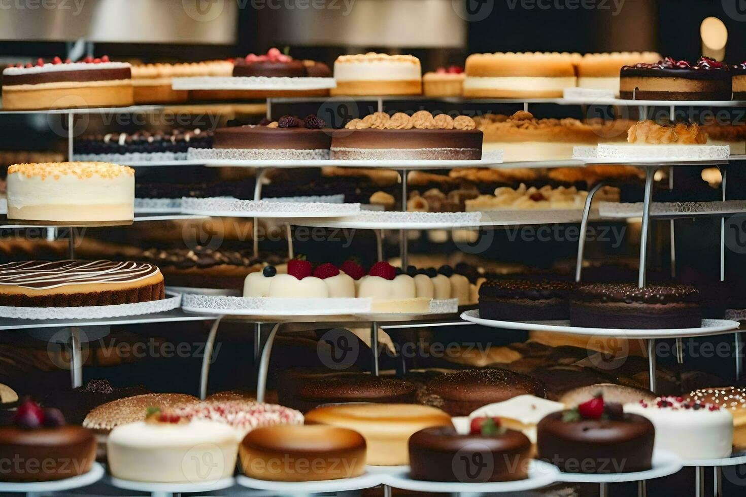 veel verschillend types van cakes zijn Aan Scherm. ai-gegenereerd foto