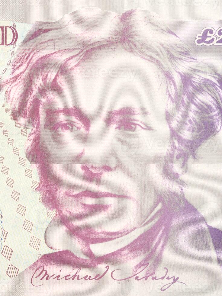 Michael Faraday een portret van oud Brits geld foto