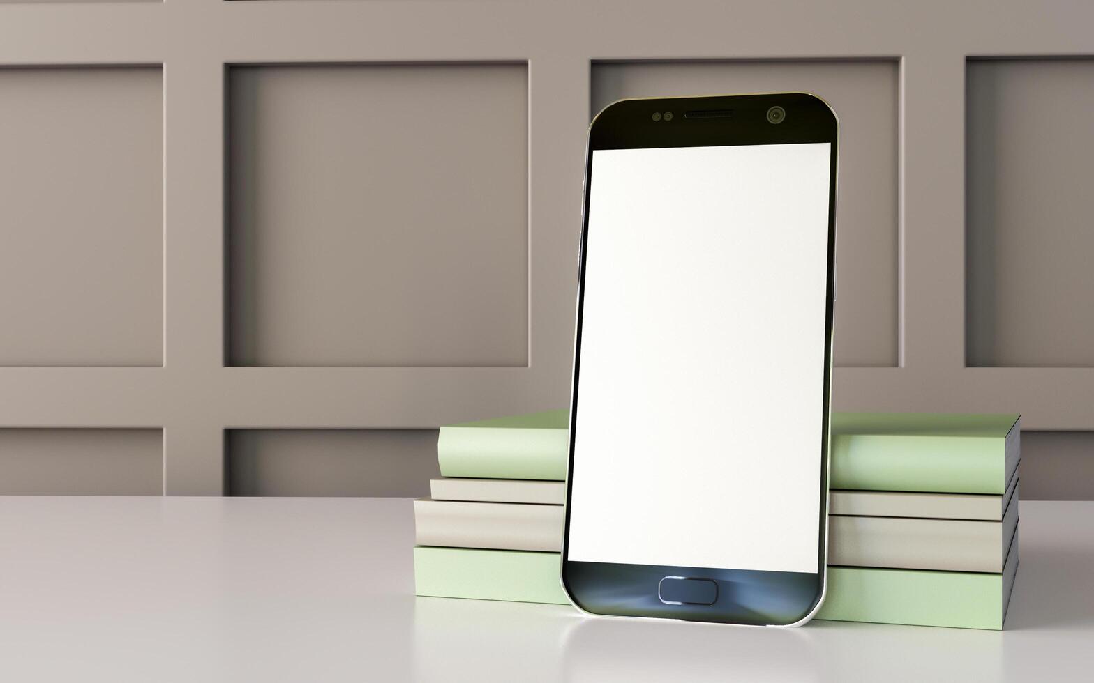 mobiele telefoon op pastel achtergrond met 3D-graphics. foto
