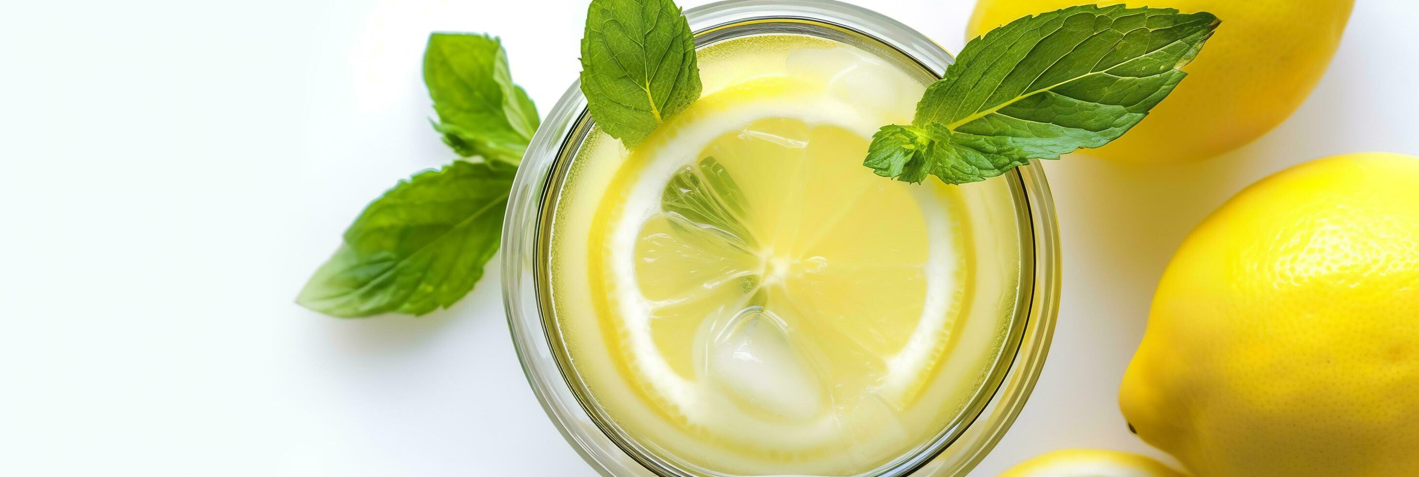 limonade in een glas met vers citroenen en munt. verkoudheid zomer drinken met kopiëren ruimte. generatief ai foto