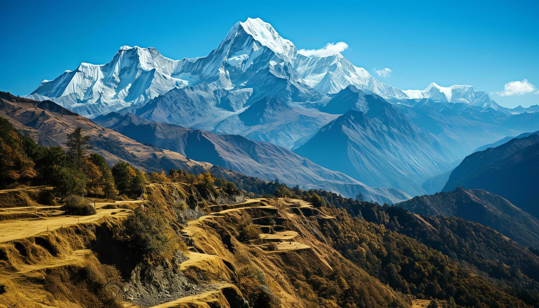 een berg top is getoond in deze beeld ai gegenereerd foto