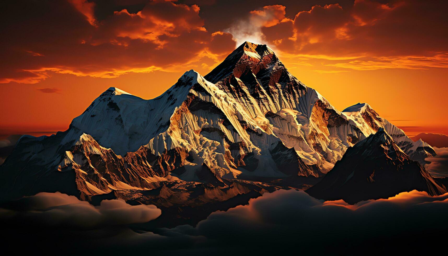 een berg top is getoond in deze beeld ai gegenereerd foto