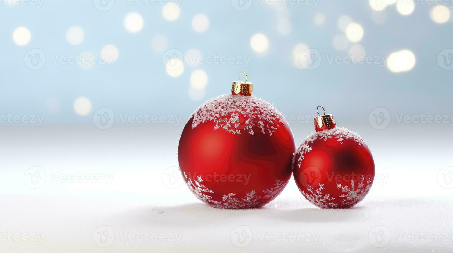 een rood Kerstmis bal en een Kerstmis snuisterij.ai gegenereerd foto