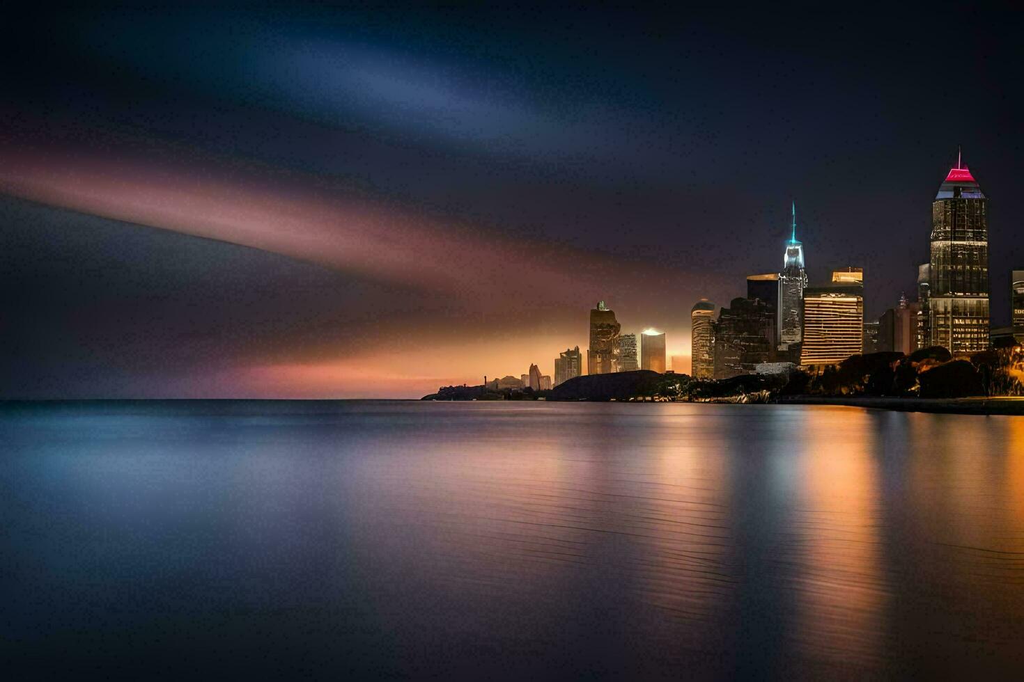 de chicago horizon Bij nacht. ai-gegenereerd foto