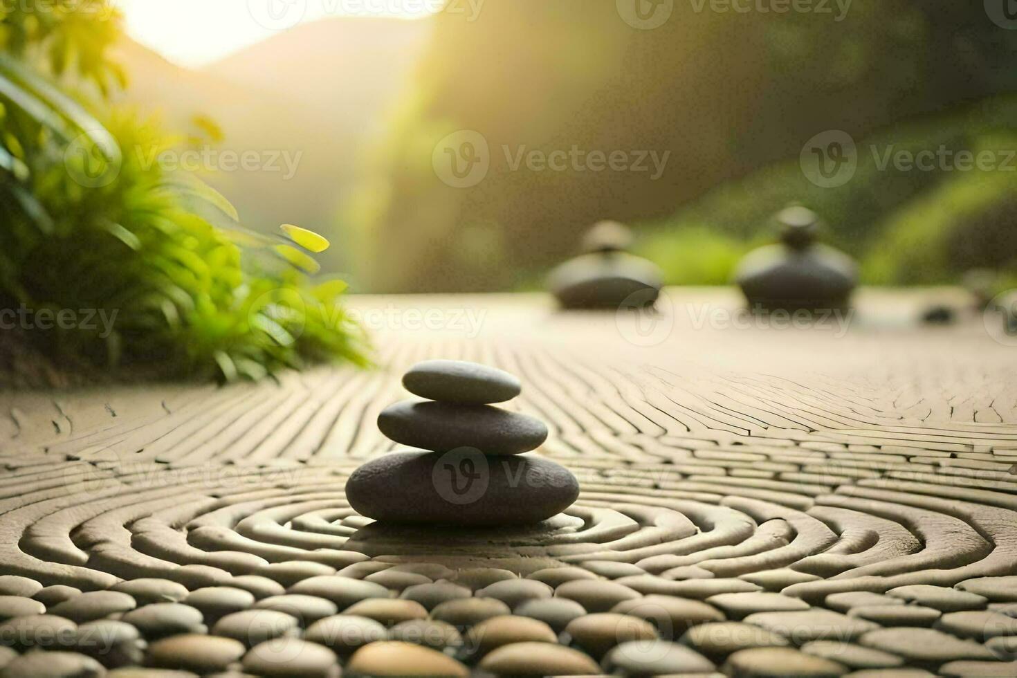 zen tuin met stenen en zen tuin concept. ai-gegenereerd foto