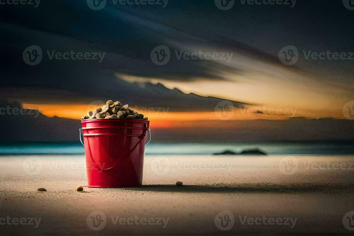 foto behang de lucht, zand, zee, zonsondergang, de oceaan, de zee, de lucht. ai-gegenereerd