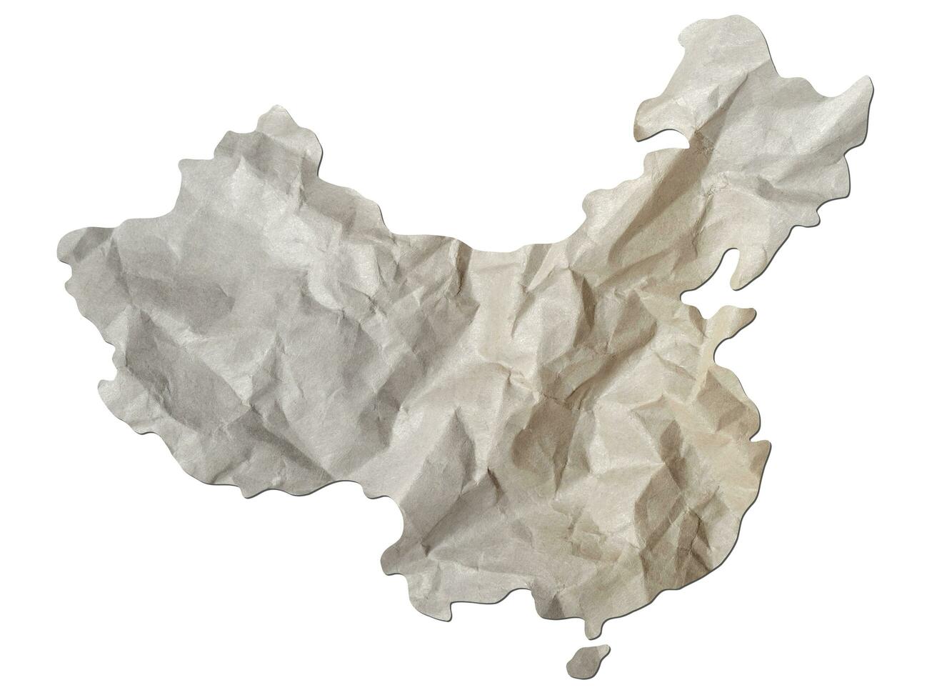 China kaart papier structuur besnoeiing uit Aan wit achtergrond. foto
