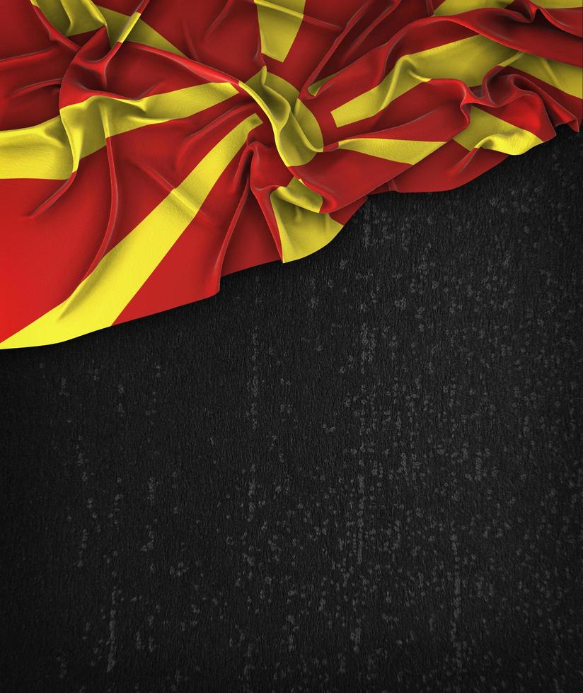 Republiek Macedonië vlag vintage op een grunge zwart schoolbord foto